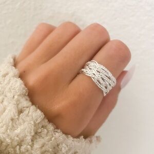 925 Sterling Silver Woven Ring Mesh RIng Minimalist Ring Dainty Ring Band